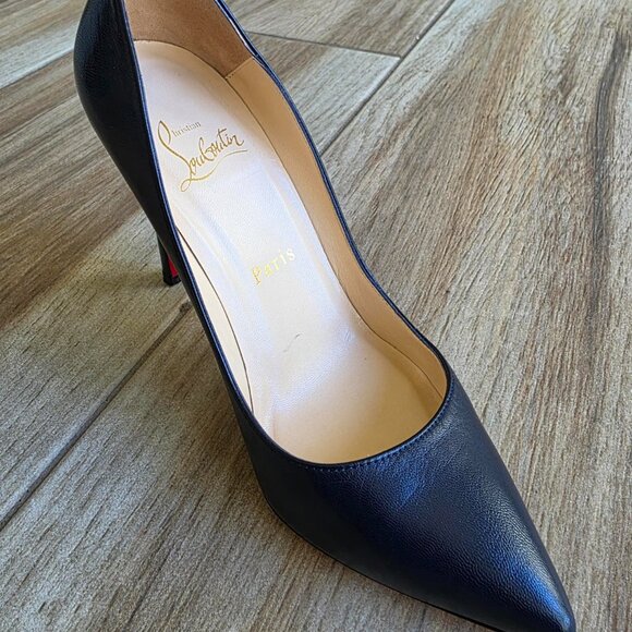 Christian Louboutin Pigalle Navy Blue Leather 100mm Pump Shoes Eur. 35.5 - Picture 4 of 14
